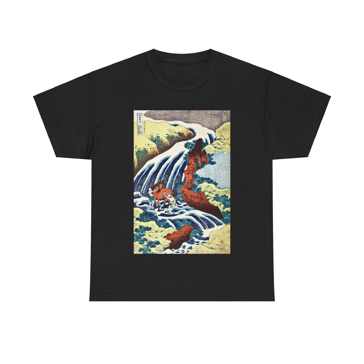 The Waterfall by Katsushika Hokusai - Unisex T-Shirt