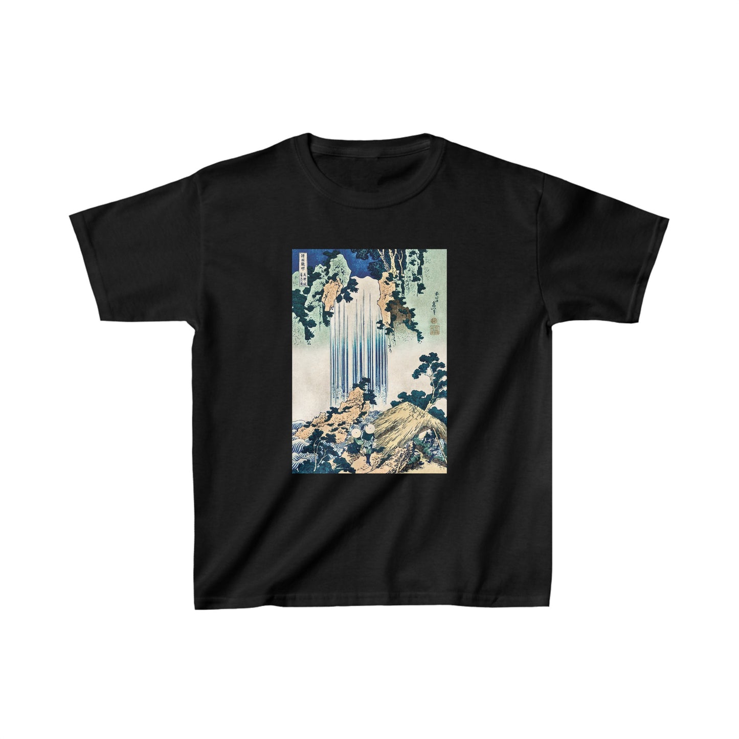 Yoro Waterfall by Katsushika Hokusai - Kids T-Shirt