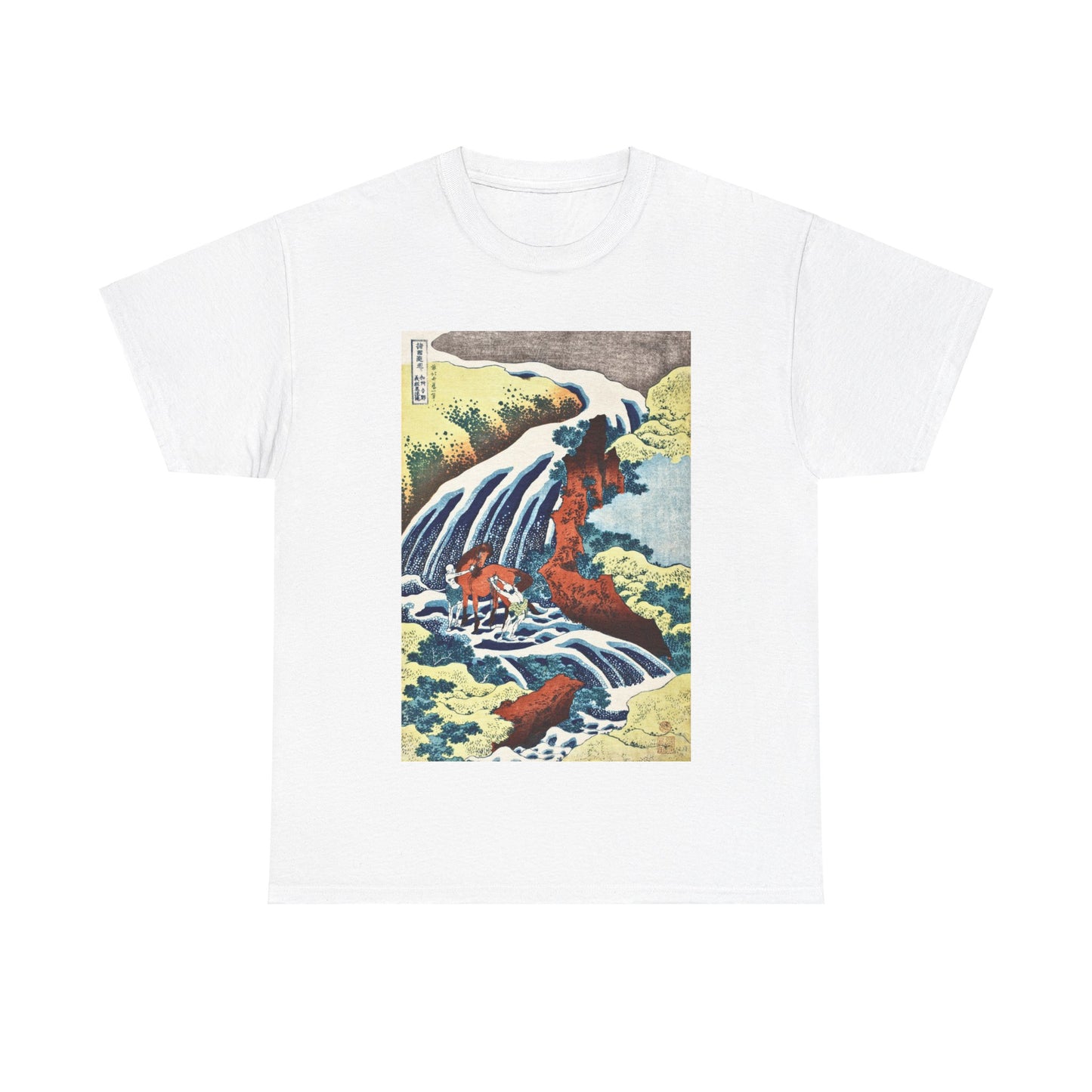 The Waterfall by Katsushika Hokusai - Unisex T-Shirt