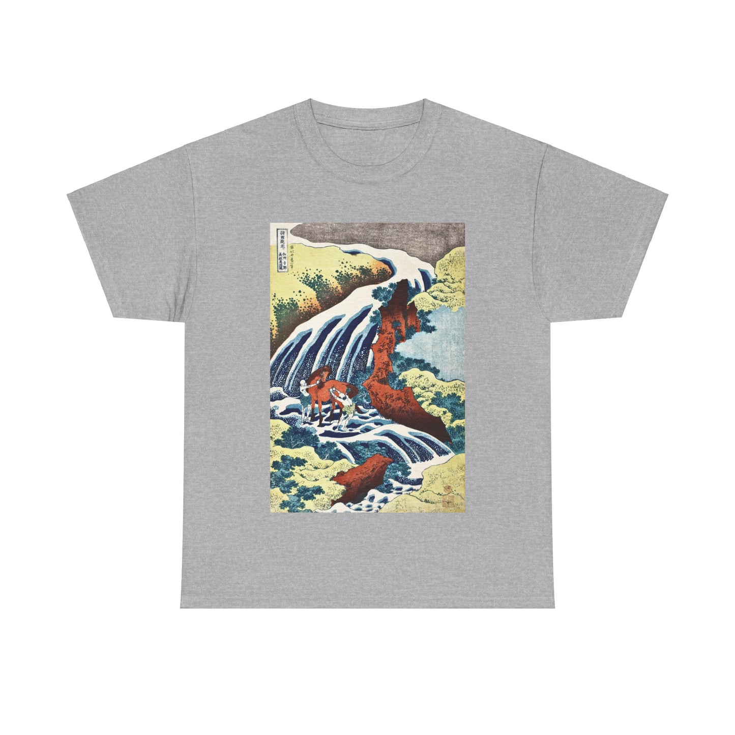 The Waterfall by Katsushika Hokusai - Unisex T-Shirt
