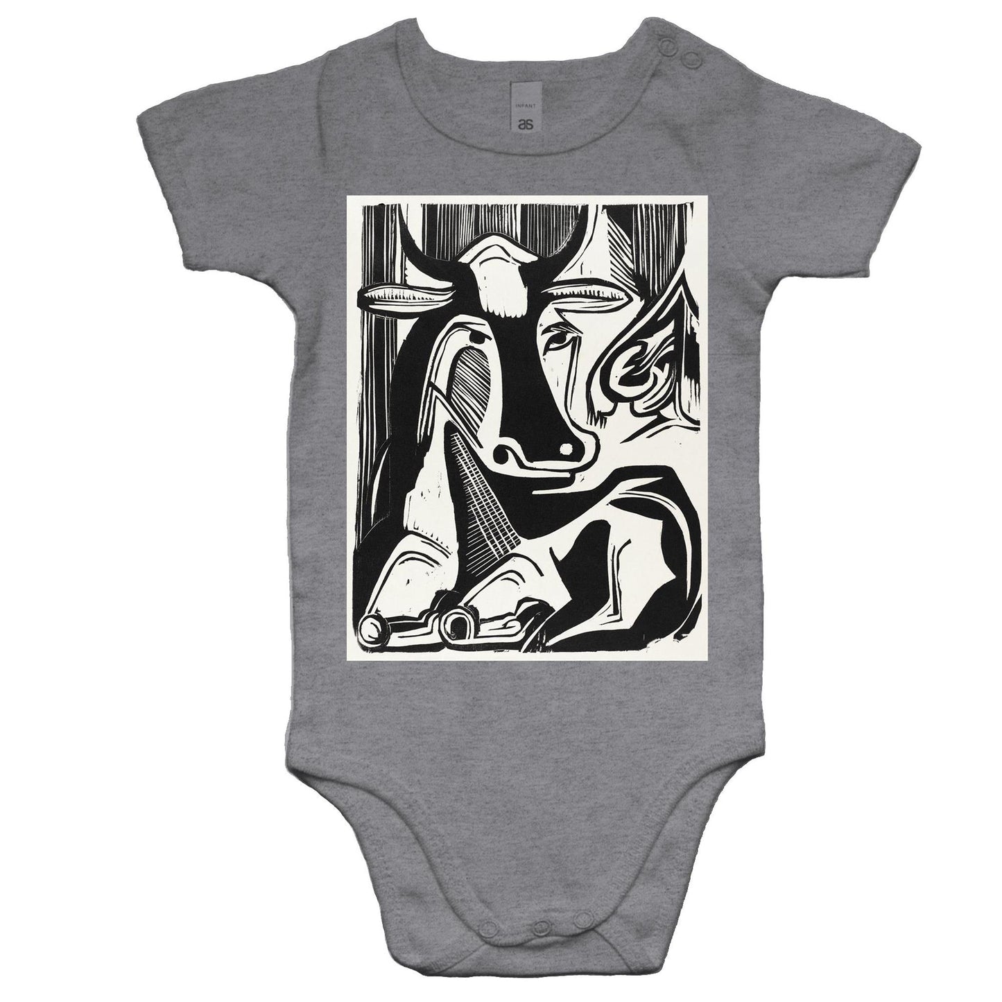 The Large Cow Lying Down by Ernst Ludwig Kirchner - Baby Onesie Romper