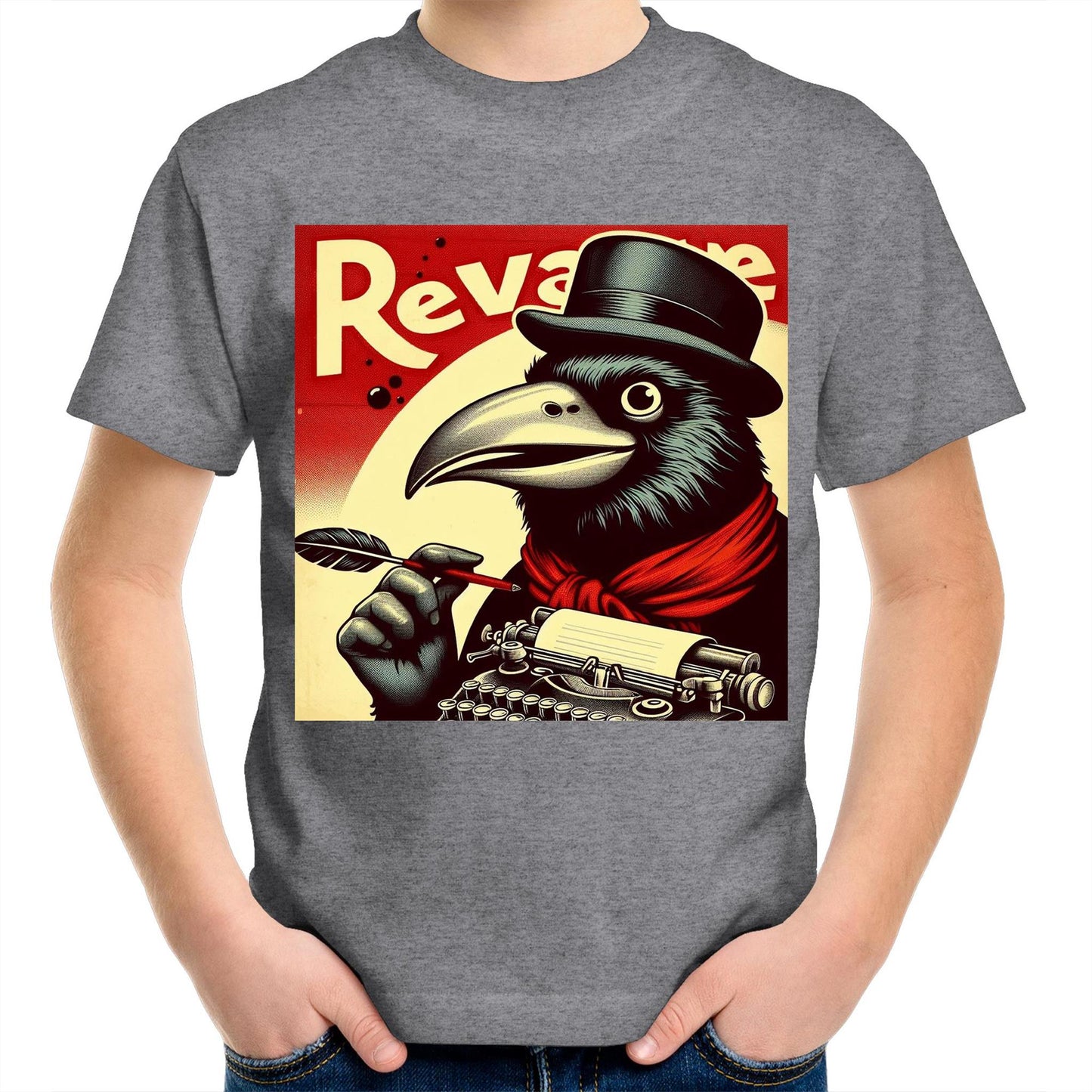 Vintage Ad With Crow - Kids T-Shirt