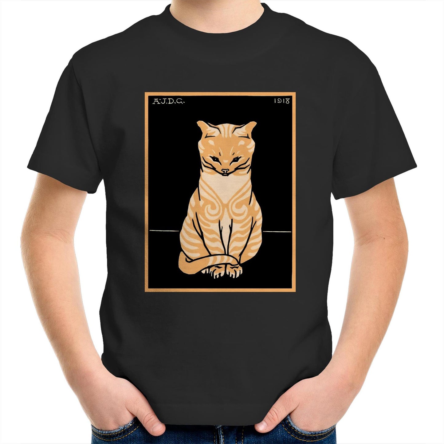 Sitting Ginger Cat by Julie de Graag - Kids T-Shirt