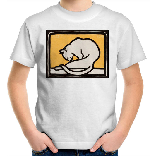 A Waxing Cat by Julie de Graag - Kids T-Shirt