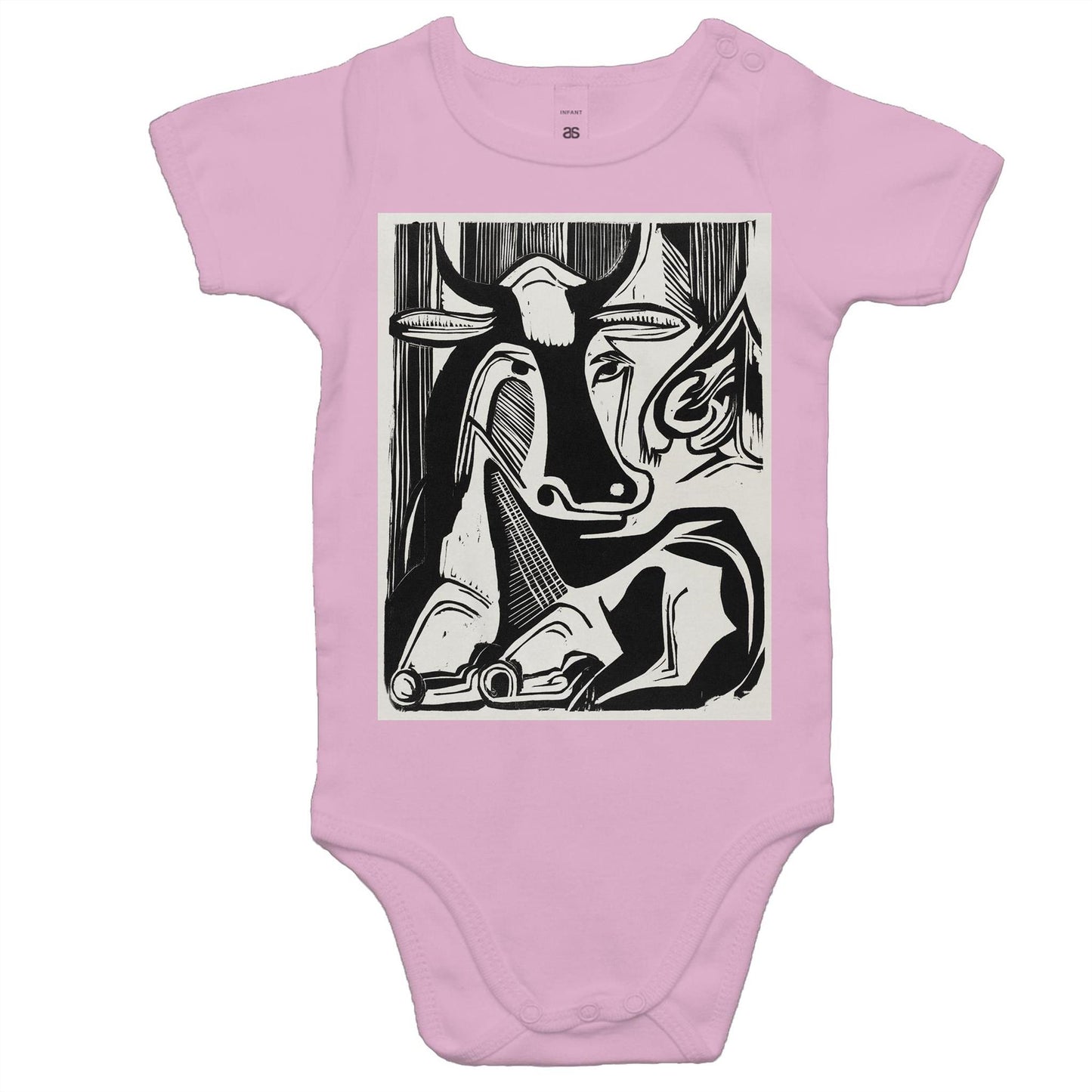 The Large Cow Lying Down by Ernst Ludwig Kirchner - Baby Onesie Romper