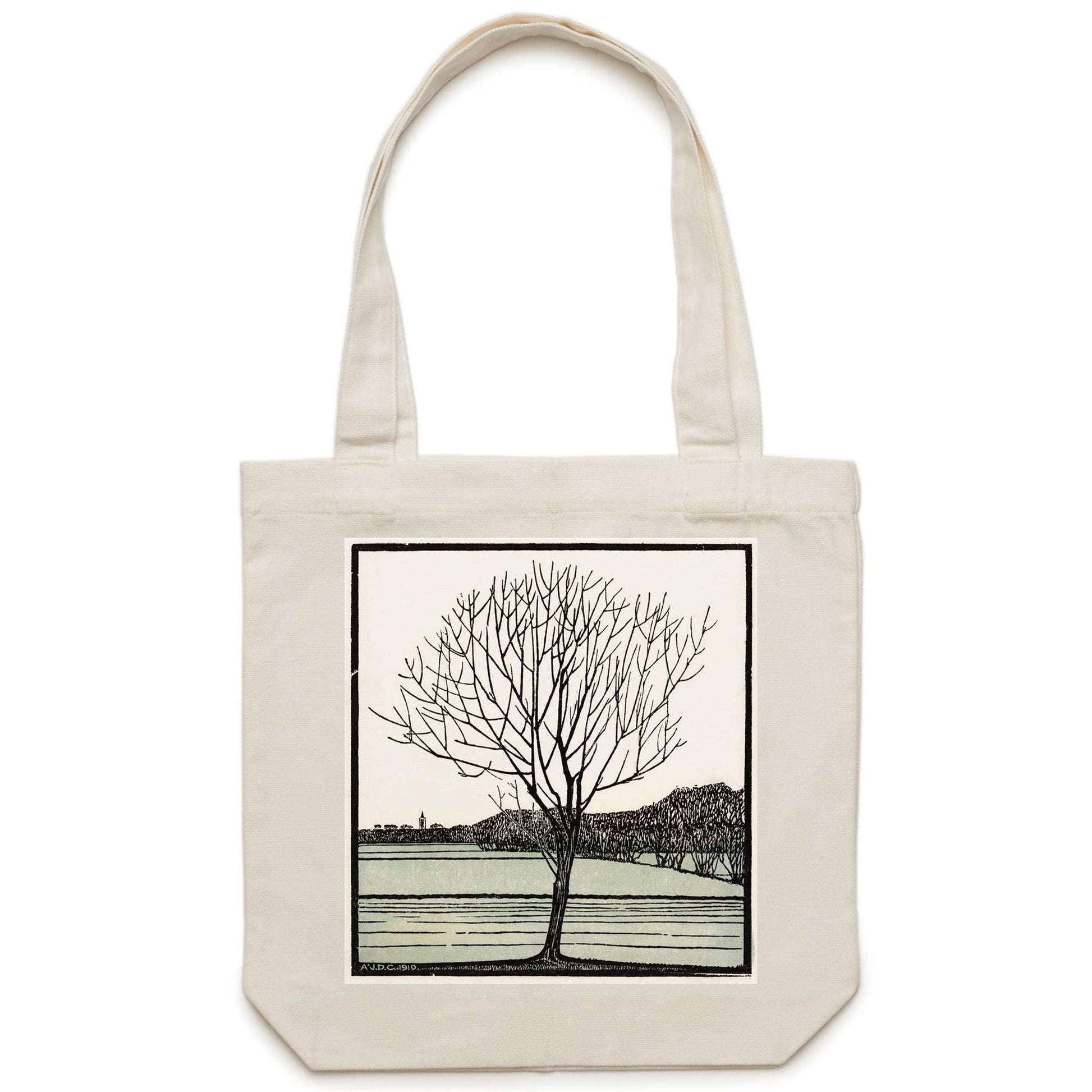 Bald Tree by Julie de Graag - Canvas Tote Bag. Arty Threads Australia - Unique art t-shirts and tote bags featuring cool, vibrant artwork for all ages.