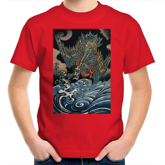 Dragon Flying by Utagawa Kuniyoshi - Kids T-Shirt