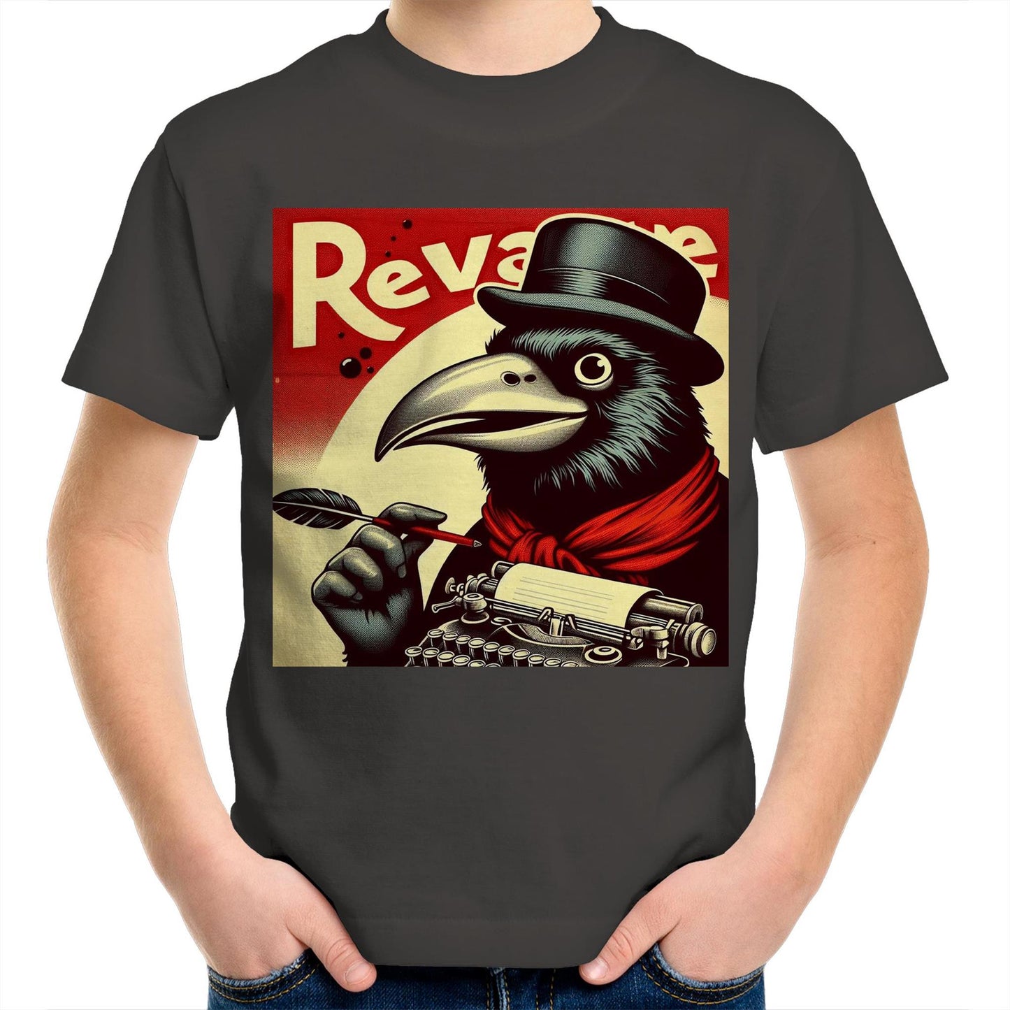 Vintage Ad With Crow - Kids T-Shirt