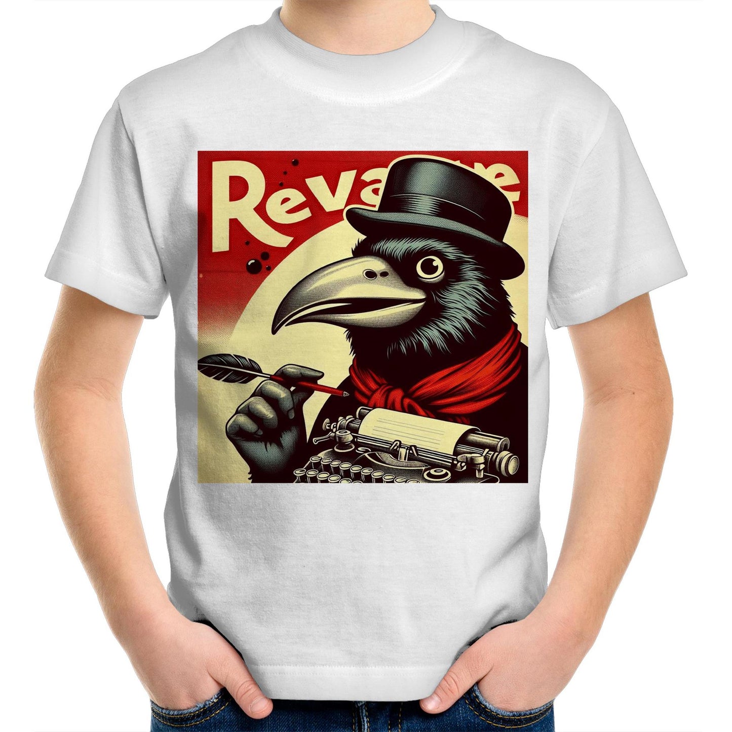 Vintage Ad With Crow - Kids T-Shirt