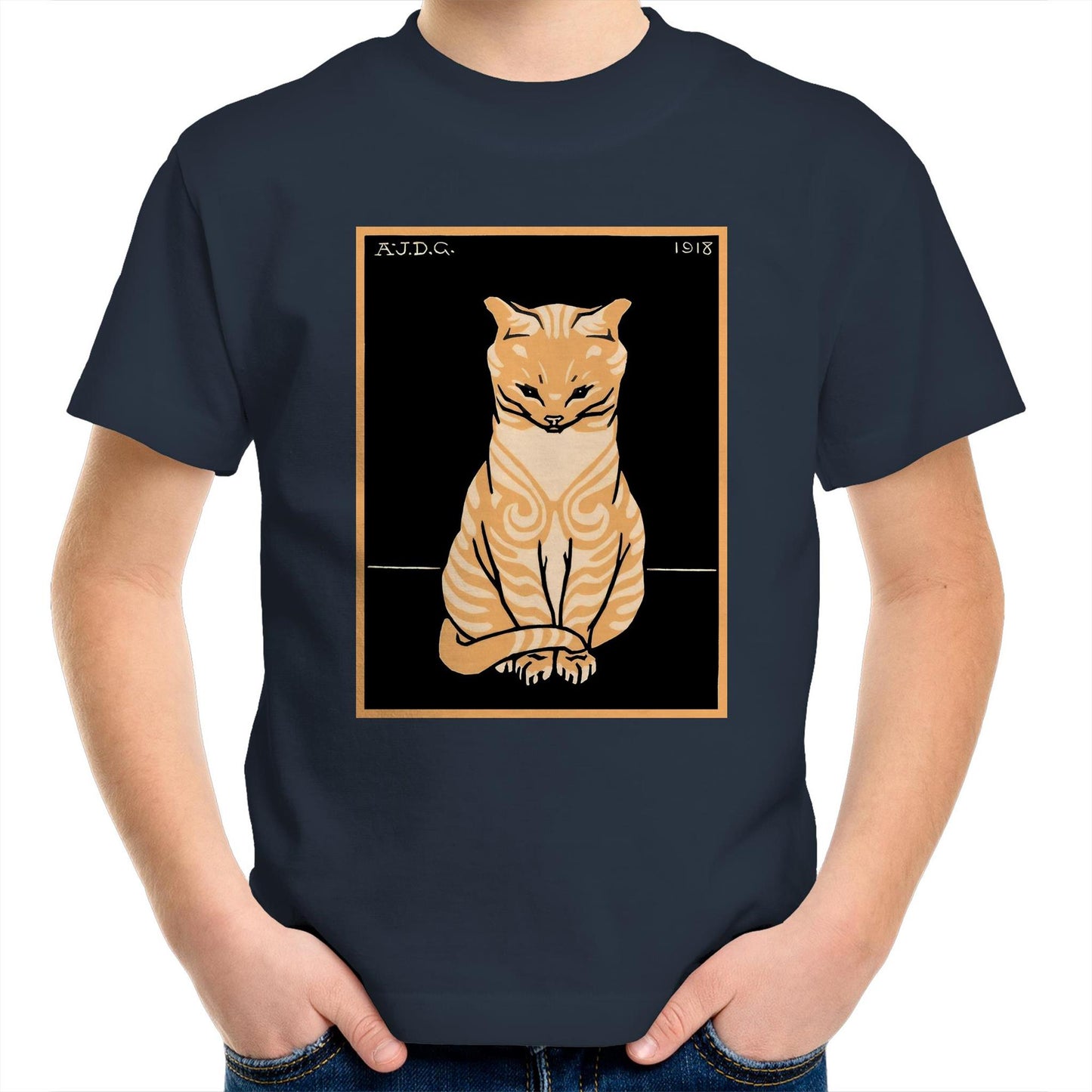 Sitting Ginger Cat by Julie de Graag - Kids T-Shirt