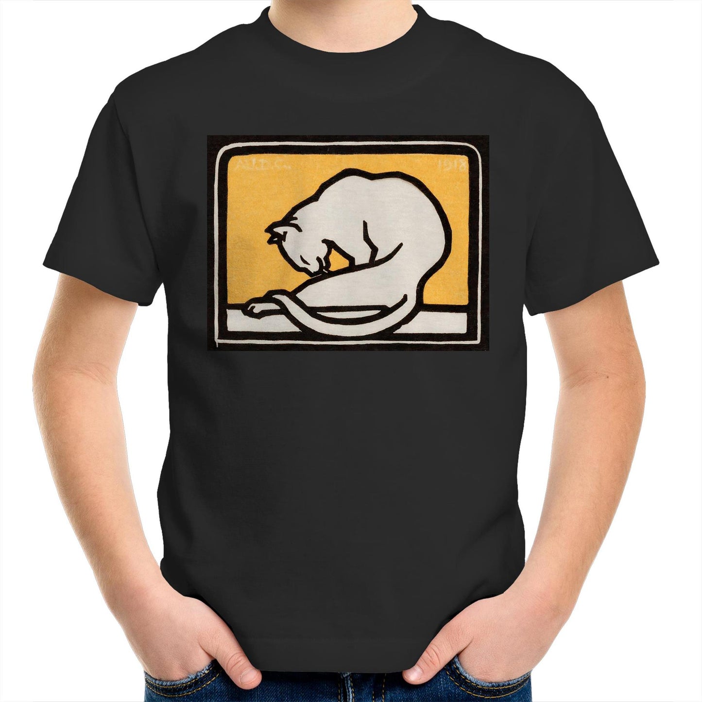 A Waxing Cat by Julie de Graag - Kids T-Shirt