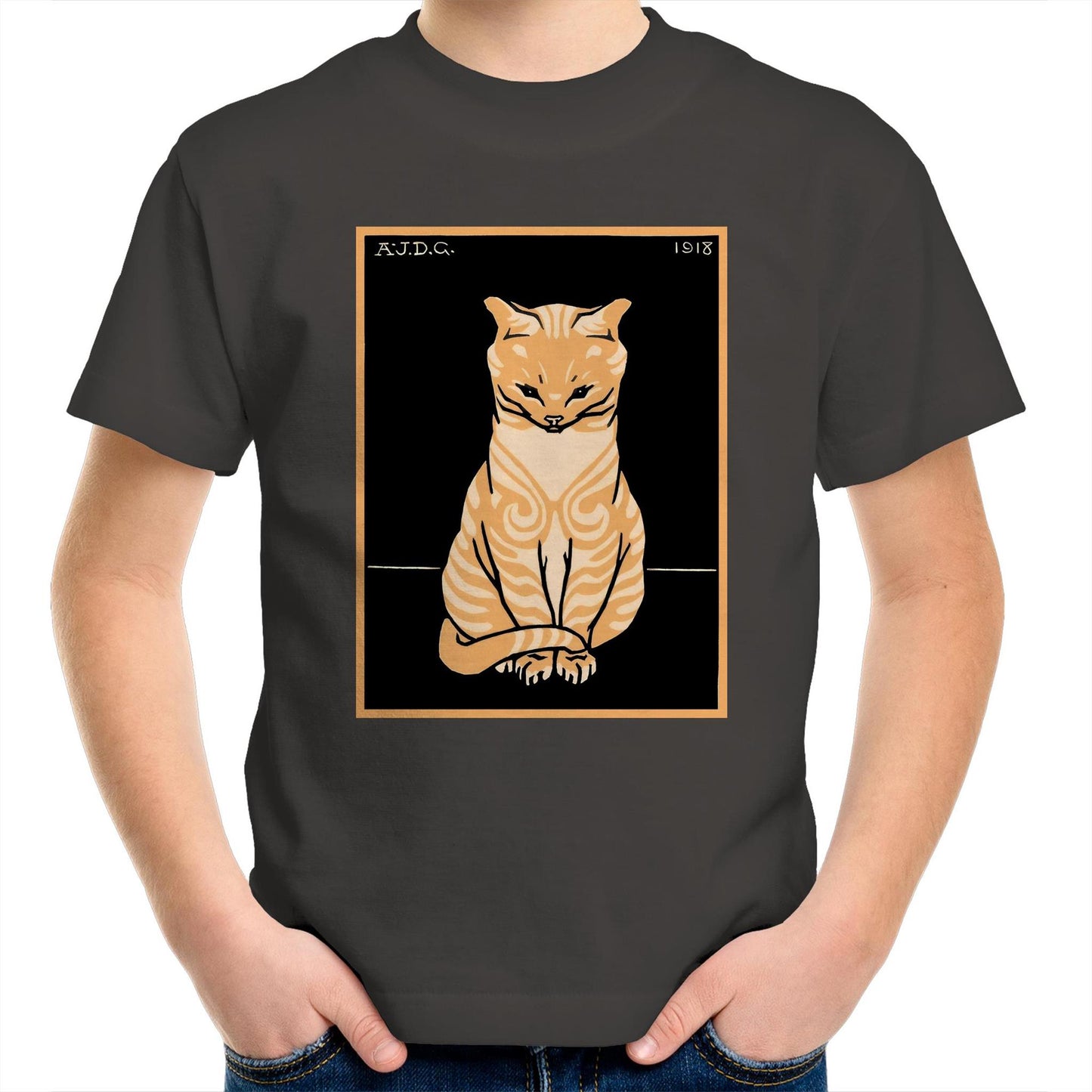 Sitting Ginger Cat by Julie de Graag - Kids T-Shirt