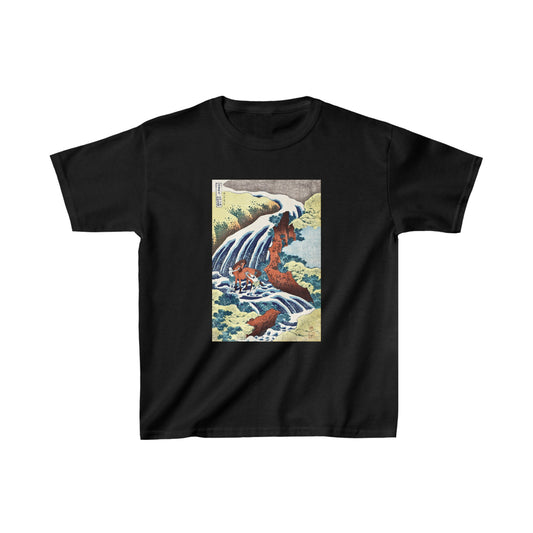 The Waterfall by Katsushika Hokusai - Kids T-Shirt