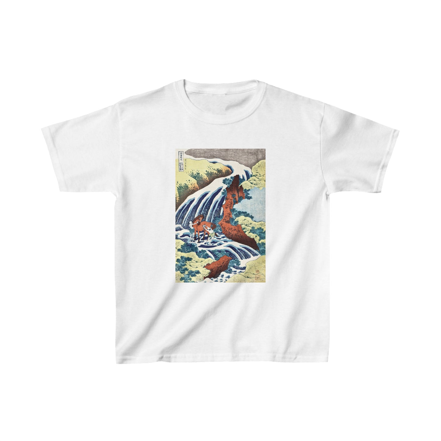 The Waterfall by Katsushika Hokusai - Kids T-Shirt