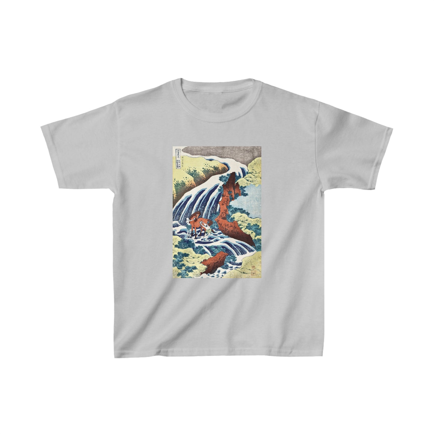 The Waterfall by Katsushika Hokusai - Kids T-Shirt