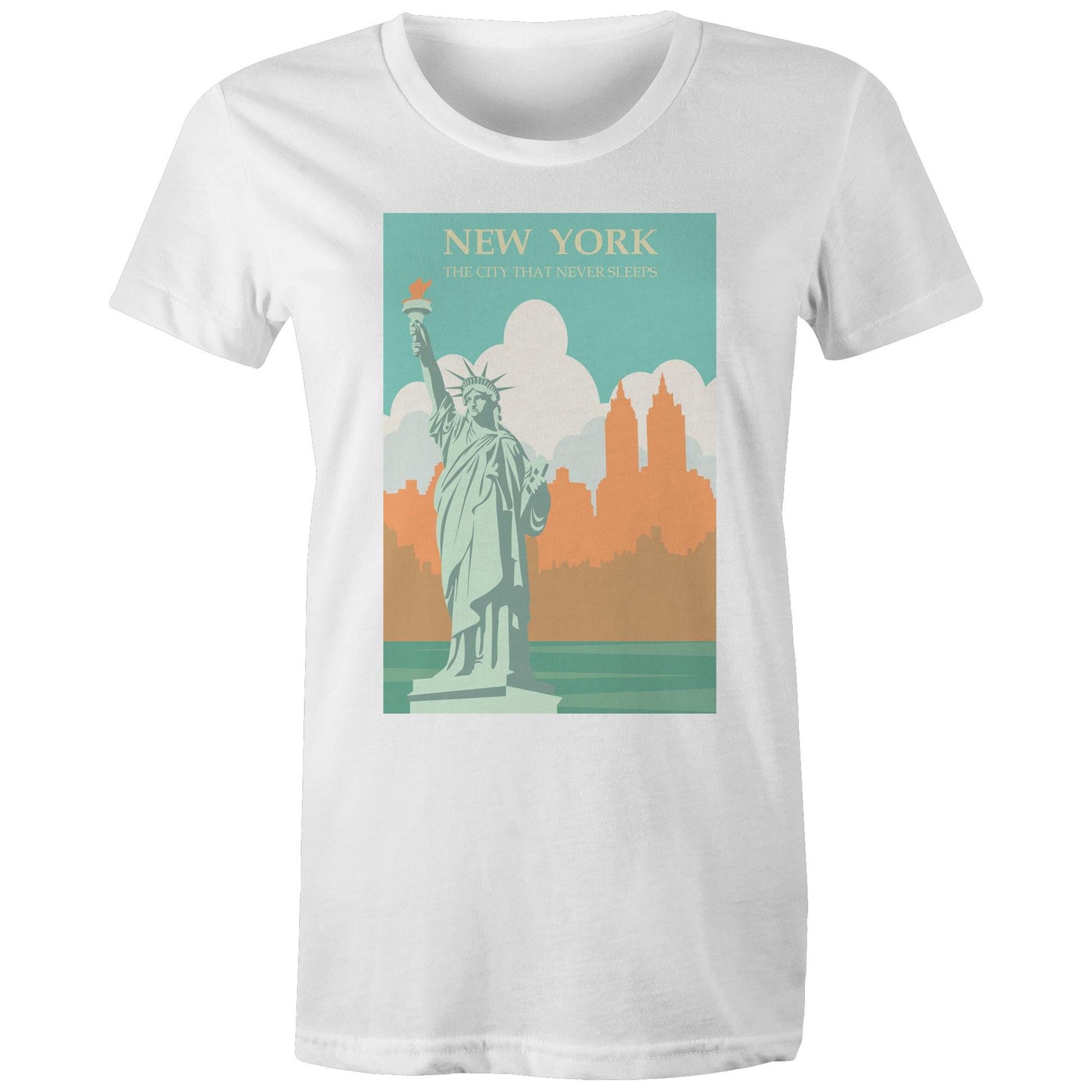 New York The City That Never Sleeps - Women's Tee. Arty Threads Australia - Unique art t-shirts and tote bags featuring cool, vibrant artwork for all ages.