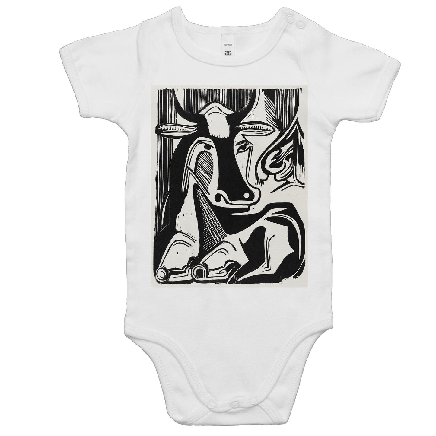 The Large Cow Lying Down by Ernst Ludwig Kirchner - Baby Onesie Romper