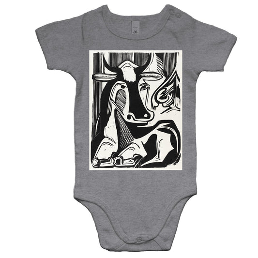 The Large Cow Lying Down by Ernst Ludwig Kirchner - Baby Onesie Romper