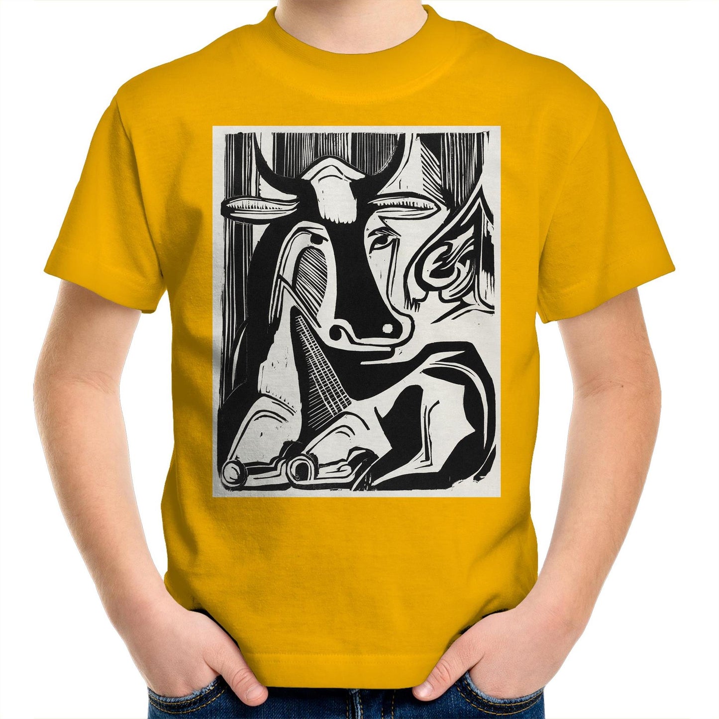 The Large Cow Lying Down by Ernst Ludwig Kirchner - Kids T-Shirt