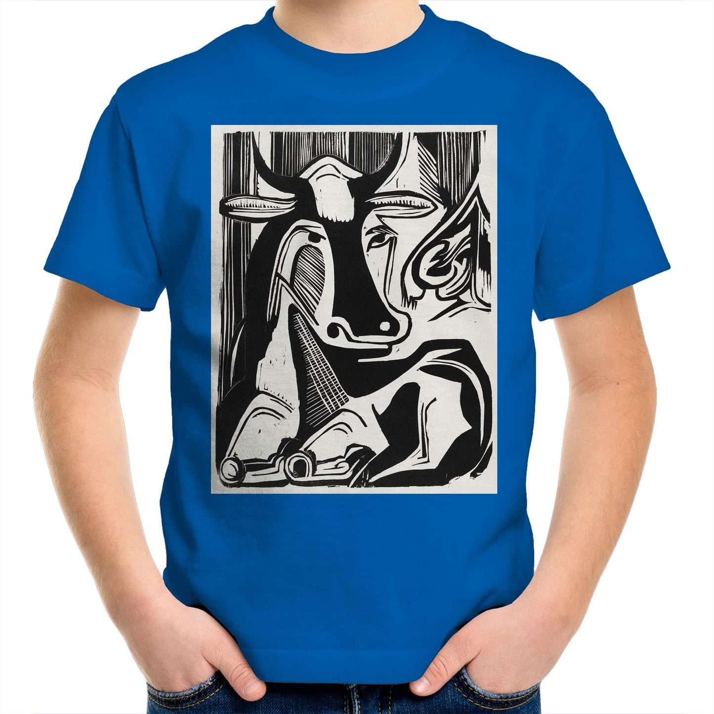 The Large Cow Lying Down by Ernst Ludwig Kirchner - Kids T-Shirt