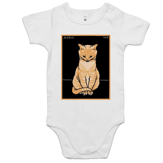 Sitting Ginger Cat by Julie de Graag - Baby Onesie Romper