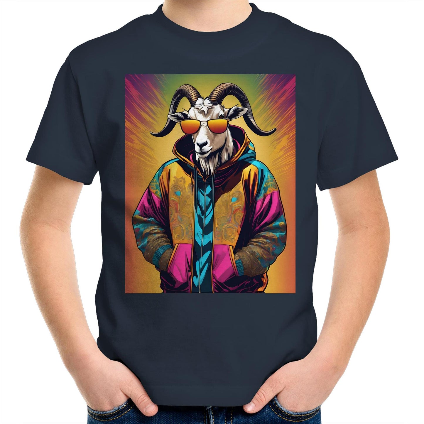 Goat In Hoodie - Kids T-Shirt