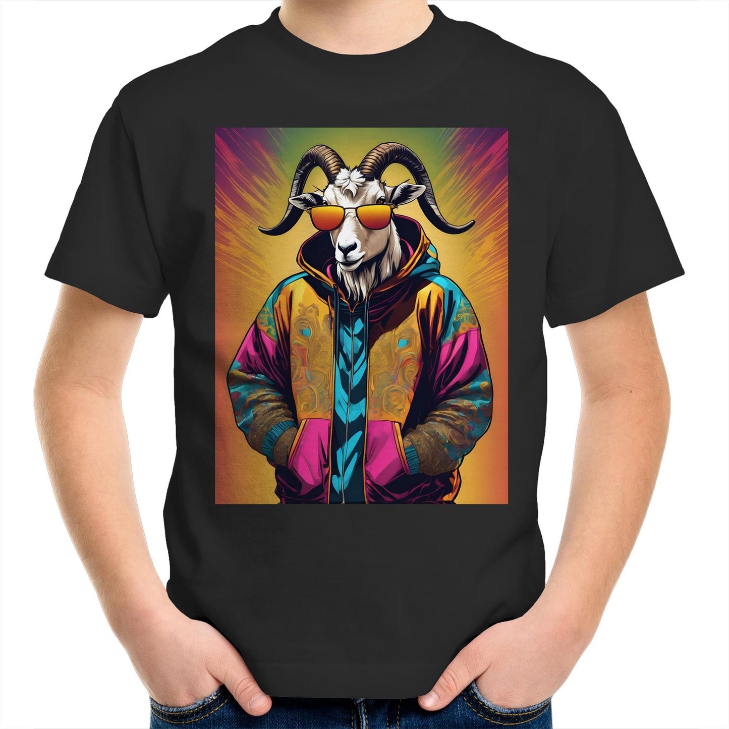 Goat In Hoodie - Kids T-Shirt