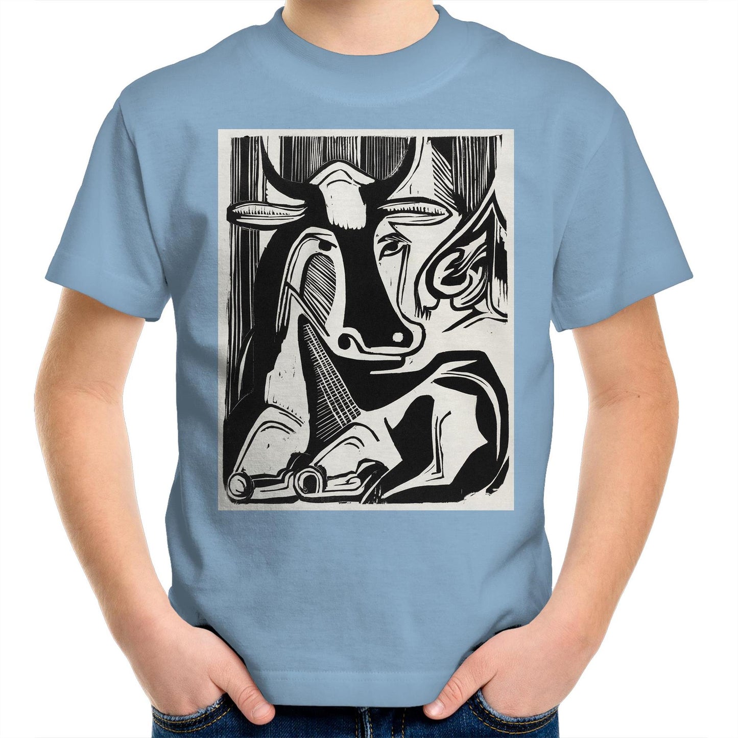 The Large Cow Lying Down by Ernst Ludwig Kirchner - Kids T-Shirt