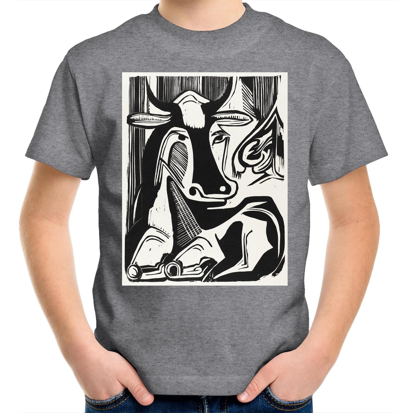 The Large Cow Lying Down by Ernst Ludwig Kirchner - Kids T-Shirt