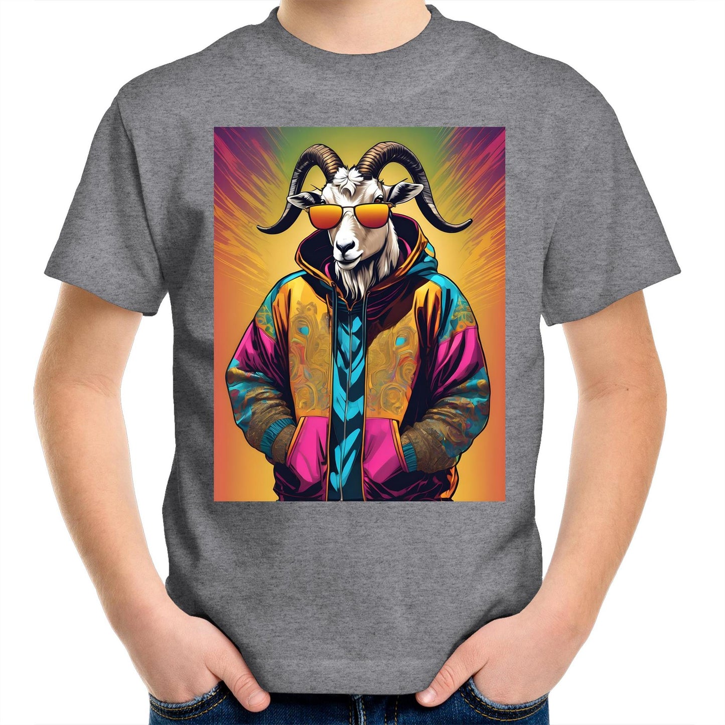 Goat In Hoodie - Kids T-Shirt