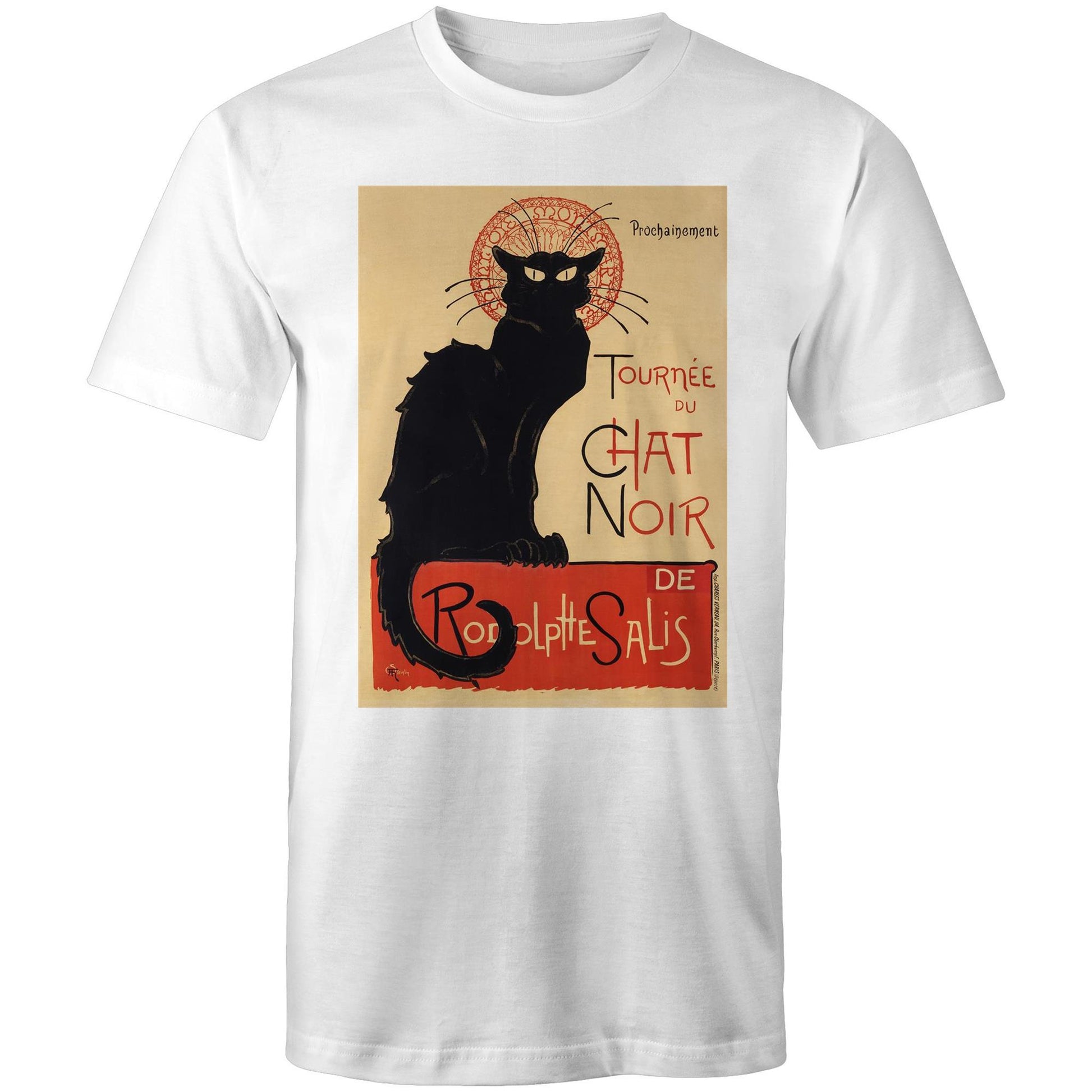 Tournée du Chat Noir by Théophile Alexandre Steinlen - Mens T-Shirt. Arty Threads Australia - Unique art t-shirts and tote bags featuring cool, vibrant artwork for all ages.