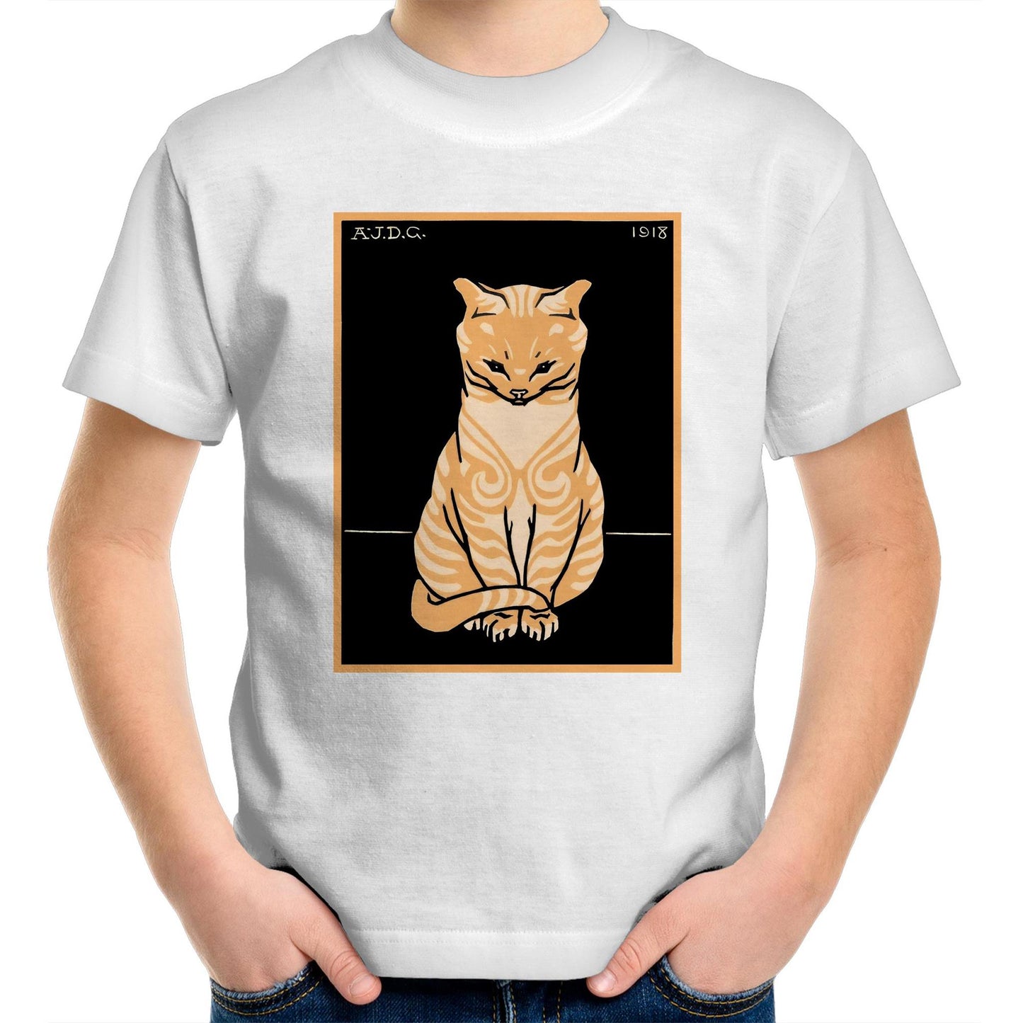 Sitting Ginger Cat by Julie de Graag - Kids T-Shirt