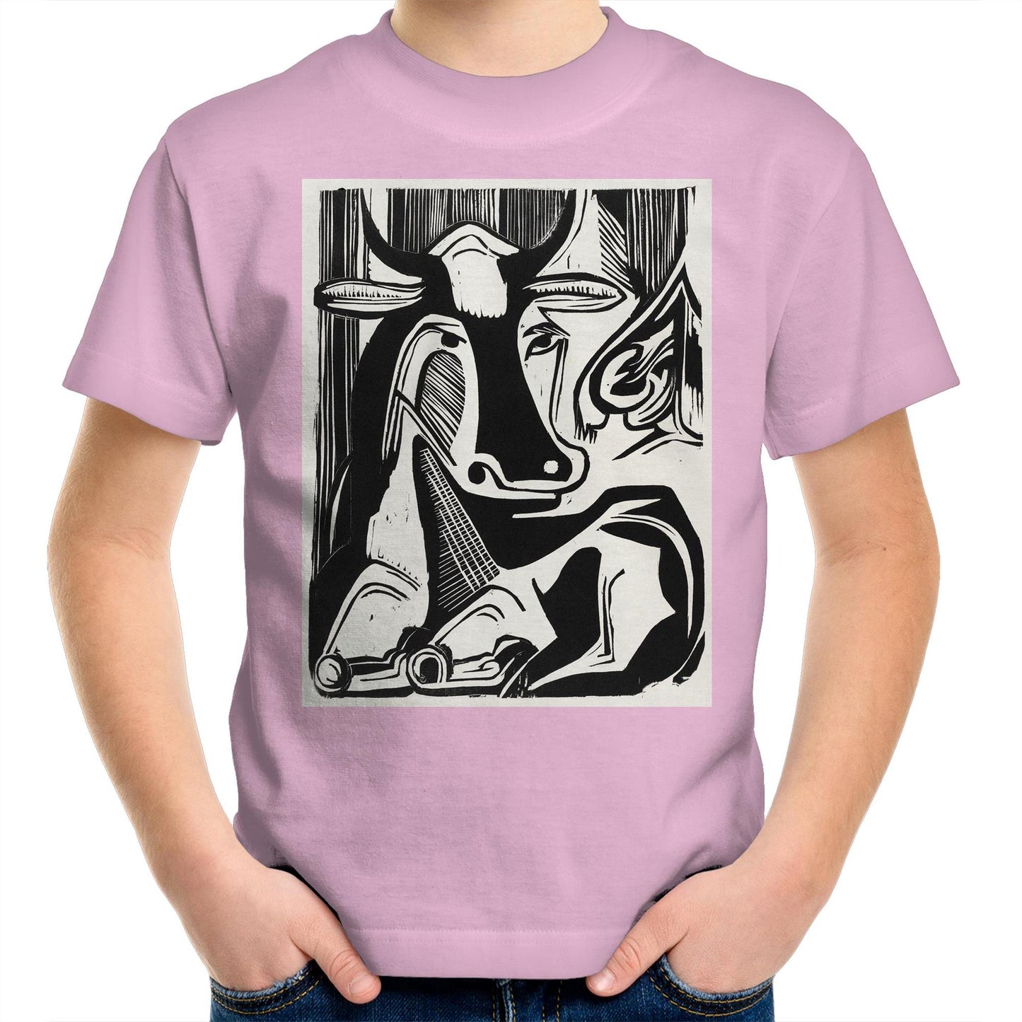 The Large Cow Lying Down by Ernst Ludwig Kirchner - Kids T-Shirt