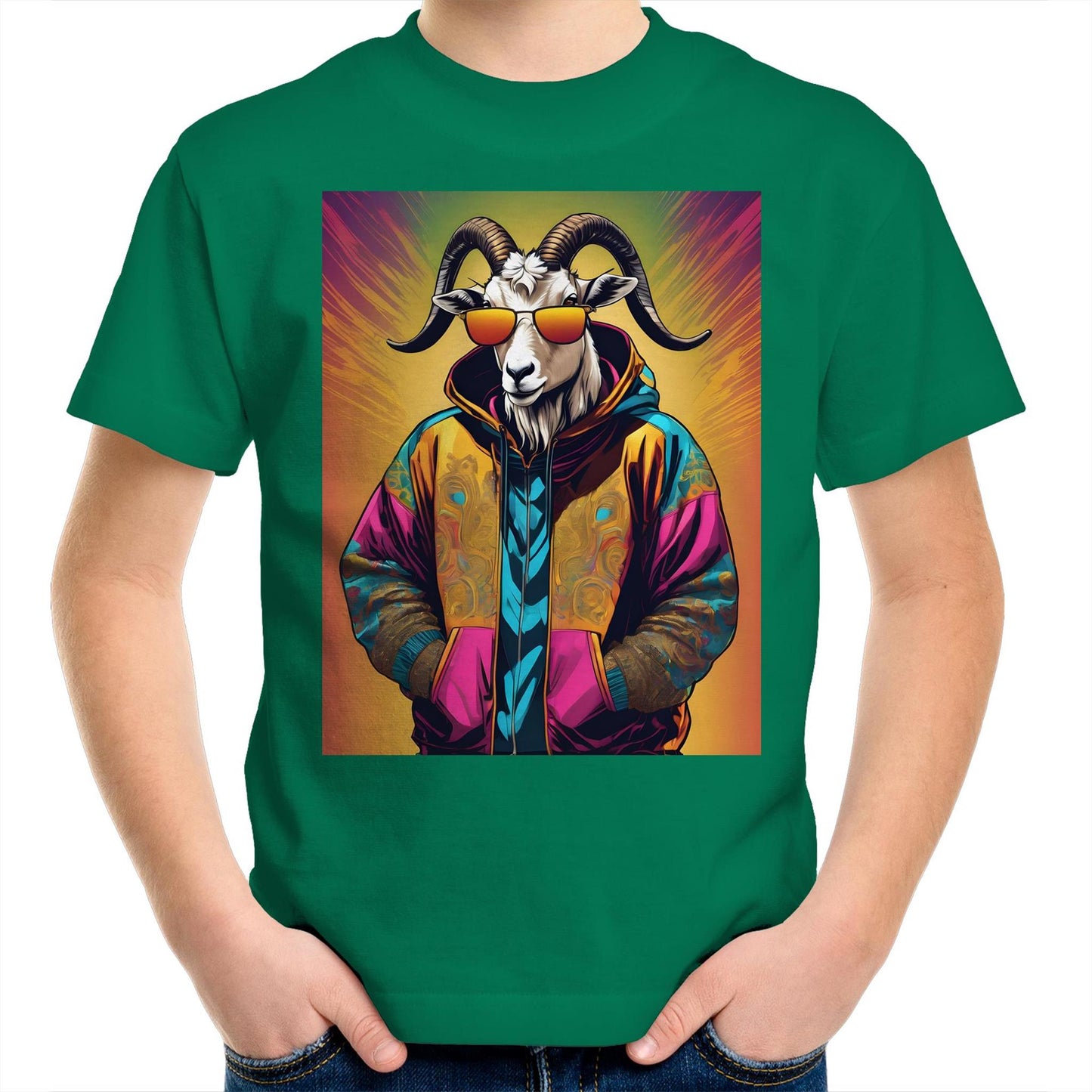 Goat In Hoodie - Kids T-Shirt