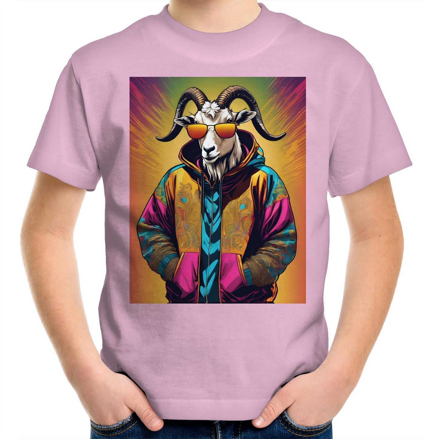 Goat In Hoodie - Kids T-Shirt