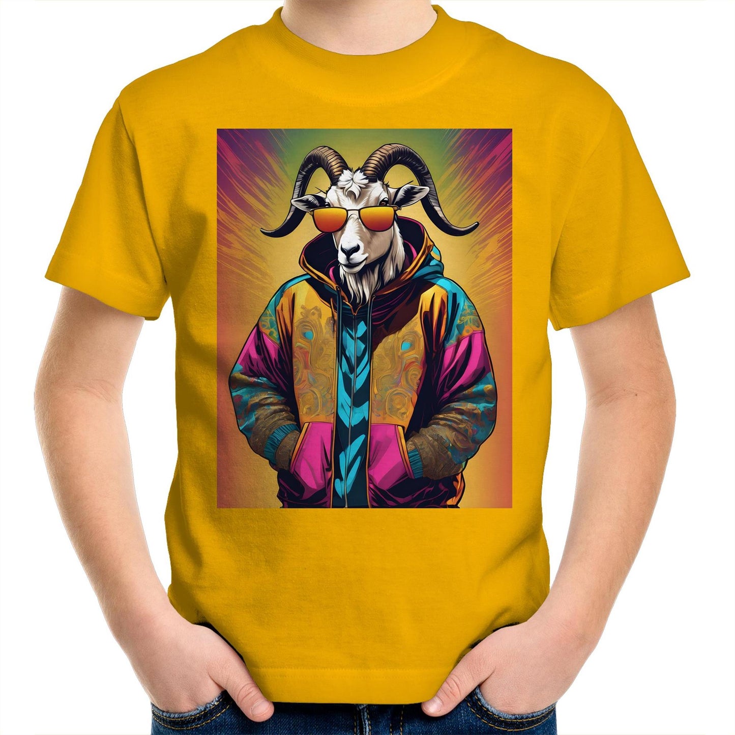 Goat In Hoodie - Kids T-Shirt