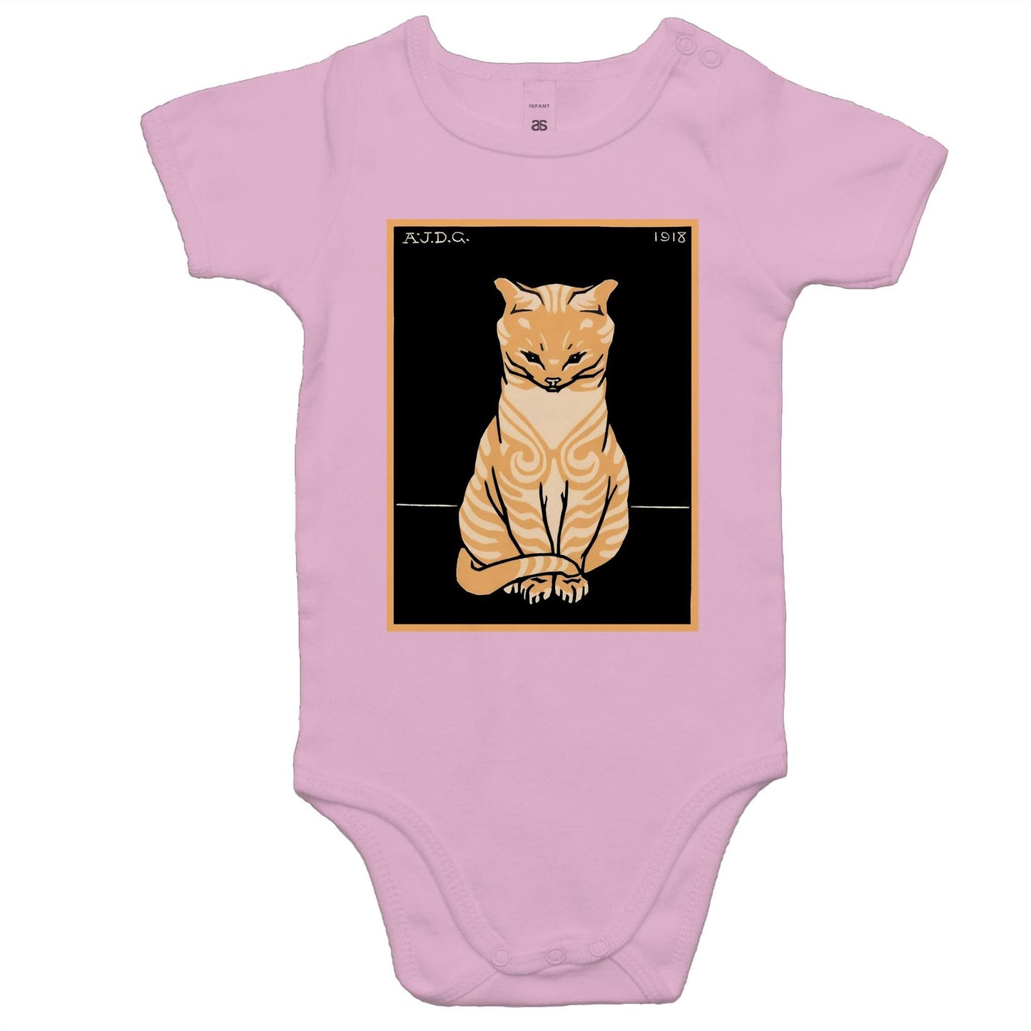 Sitting Ginger Cat by Julie de Graag - Baby Onesie Romper