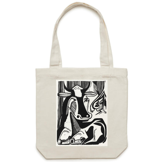 The Large Cow Lying Down by Ernst Ludwig Kirchner - Canvas Tote Bag