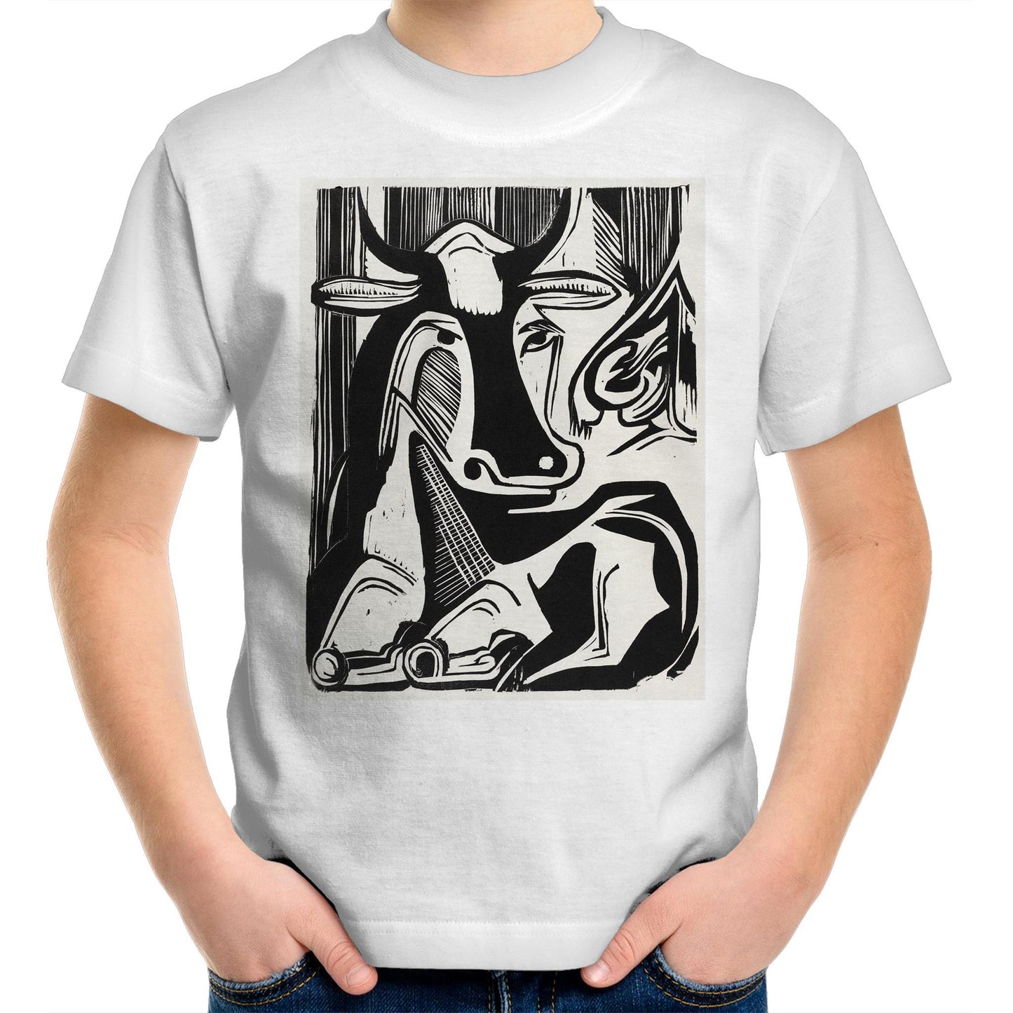 The Large Cow Lying Down by Ernst Ludwig Kirchner - Kids T-Shirt